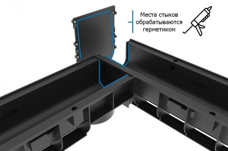 Угловое соединение пластиковых усиленных лотков ЛВ-10.14,5…